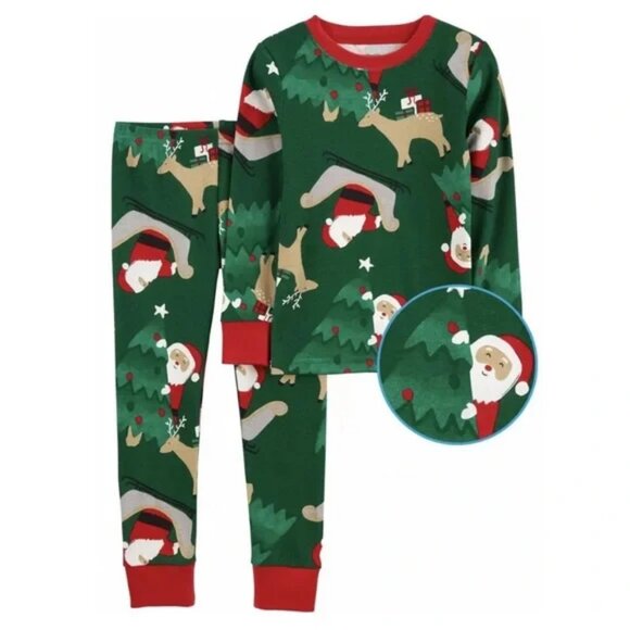 NEW Carter's 4 Piece Cotton Snug Fit Christmas Santa Claus Reindeer Dinosaur Pjs - Picture 7 of 8